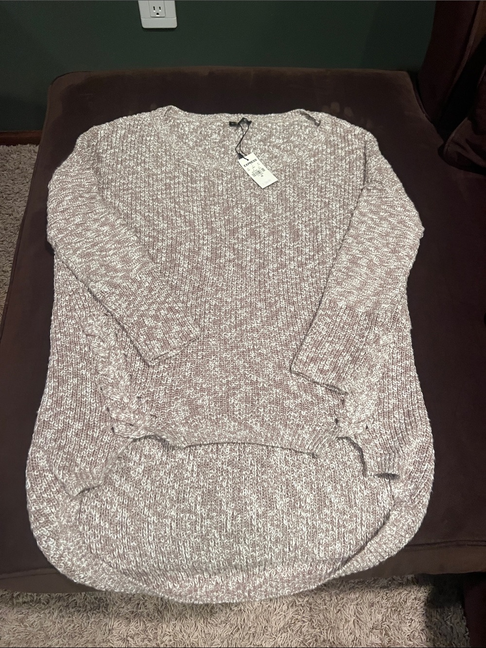 Express Marled Scoop Neck Sweater in Light Mauve